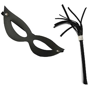 Kit Sado 1 Chicote e 1 Mascara Tiazinha -Cor Preto-