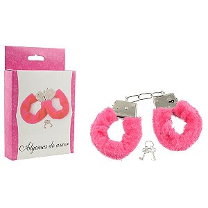 Algemas De Metal Revestida Com Pelucia Fur Love Rosa