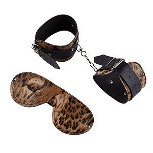 Kit Sensual- Contem 1 Algema1 Venda em Couro Sintético- ONÇA-