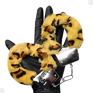 Algemas De Metal Pelúcia Removível Com Chave Fantasia Cor Onça