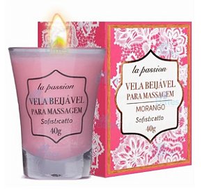 Vela Beijavel Perfumada Para Massagem Corporal 40g- Sabor Morango