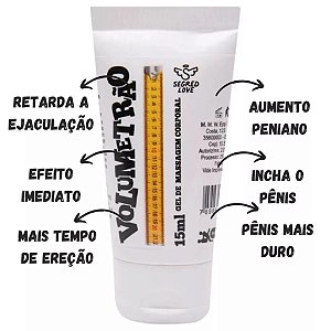 Gel Volumetrão Vasodilatador Sensação de Aumento Peniano Retarda a Ejaculação 15ml