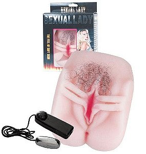 Bunda Masturbador  Com Vibro Vagina E ânus Com Pêlos Possui Cápsula Vibratória