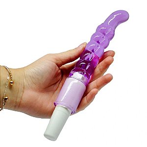 Vibrador Com Capa Escalonada Removível 21,5cm Lilás