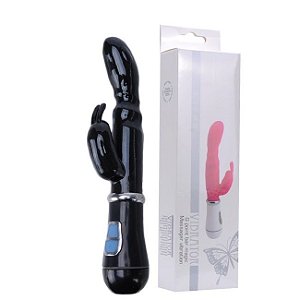 Vibrador Feminino Ponto G com Plug Lateral com 10 Funções Jelly Duplo Moto- Cor Preto 2 PILHAS BRINDE