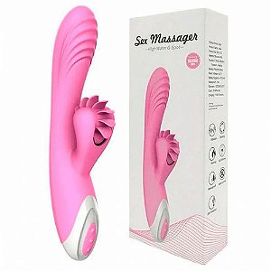 Massageador Taste Happiness 7 Vibraçoes Com  Plug Lateral  Cor Rosa