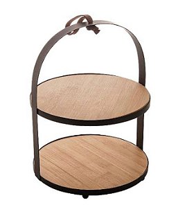 Suporte p/ Doces 2 and de Bambu c/ mold de Metal  19,5x19,5x26cm