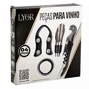 Cj 4 Peças de Aço Inox p/ Vinho