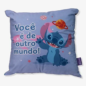 Almofada Stitch e Angel Namorados Fibra Veludo 40X40cm