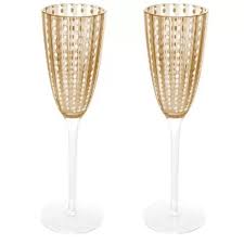 Cj 2 Taças p/ Champanhe de Vidro ORQUIDEA Ambar  200ml
