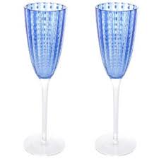 Cj 2 Taças p/ Champanhe de Vidro ORQUIDEA Azul 200ml