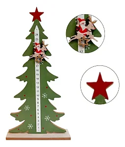Calendário Natalino Árvore  Vrd/Bco/Vrm 16cm