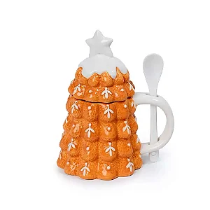 Caneca c/ Tampa Estrela 350ml -  Mrc/Bco