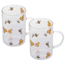 Cj 2 Canecas de Vidro Borossilicato   BEE 280ml