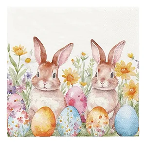 Guardanapo de Papel Páscoa Ovos e Flores 32,5x32,5cm