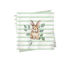 Guardanapo de Papel Páscoa Verde listrado 32,5x32,5cm