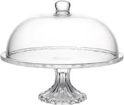 Prato p/ bolo c/ Pé e Tampa DIAMOND 31x31x23,5cm CRISTAL