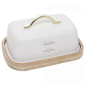 Manteigueira c/ Alça OLINA 15x10,5x 7,5cm Off  White Metal