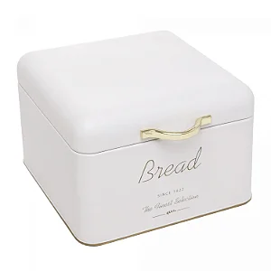 Porta Pão c/ Alça OLINA 18x15,5x13 cm Off White Metal