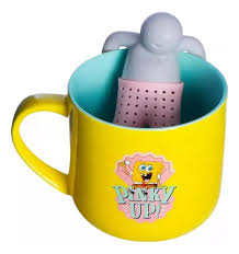 Caneca 350ml c/ Infusor p/ Chá  BOB ESPONJA PINKY UP