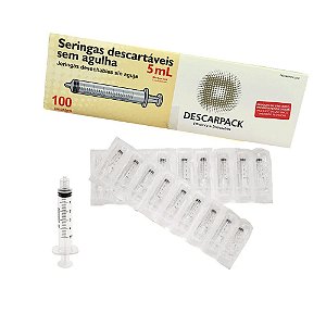 Descarpack Seringa Hipodérmica sem Agulha Luer Lock 5ml com 100un