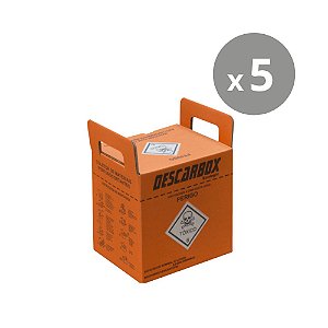Descarbox Coletor para Material Perfurocortante Laranja Descartável 7L - Kit 5un