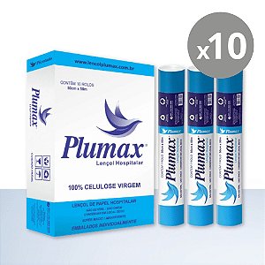 Plumax Lençol Hospitalar Extra Branco 60cmx50m - Kit 10un