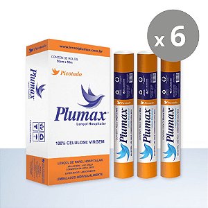 Plumax Lençol Hospitalar Picotado Extra Branco 50cmx50m - Kit 6un