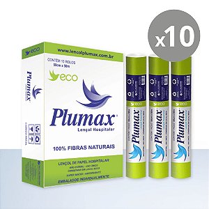 Plumax Lençol Hospitalar Eco Branco 70cmx50m - Kit 10un