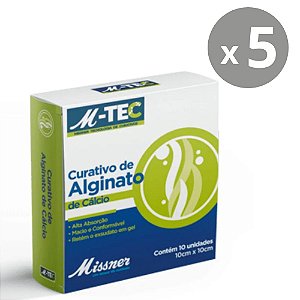 Kit Missner Curativo de Alginato de Cálcio M-TEC 10cm x 10cm c/10- 5 und.