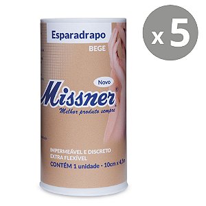 Kit Missner Esparadrapo Impermeável Bege 10cm X 4,5m - 5 und.