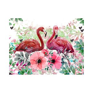 Painel de Festa Reto Flamingo Flores