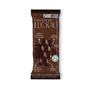 Barra Chocolate 70% Sem Glúten Sem Lactose Sem Açúcar Luckau - 20g