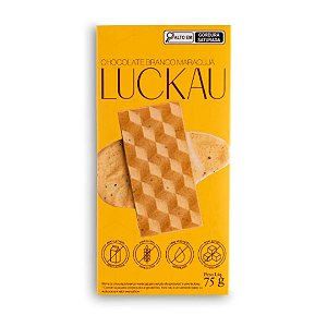 Barra Chocolate Branco Maracujá Sem Glúten Sem Lactose Sem Açúcar Luckau - 75g