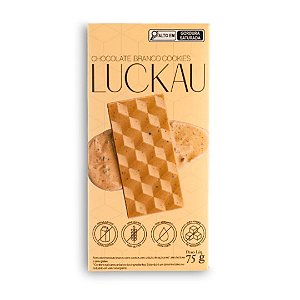 Barra Chocolate Branco Com Cookies Sem Glúten Sem Lactose Sem Açúcar Luckau - 75g