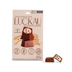 Bombom Ao Leite com Cookies e Cream Pouch Sem Glúten, Sem Lactose e Sem Açúcar Luckau - 82,5g