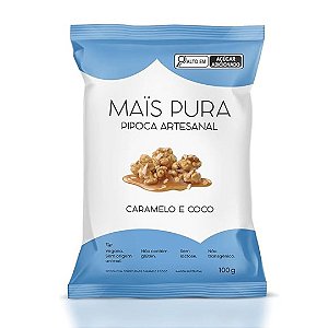 Pipoca Pronta Doce Artesanal Caramelo e Coco Mais Pura - 100g
