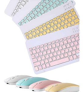 Kit Teclado Mouse Sem Fio Bluetooth para Tablet Notebook