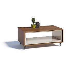 Mesa De Centro DK Luxo Freijó Com Off White Em MDF