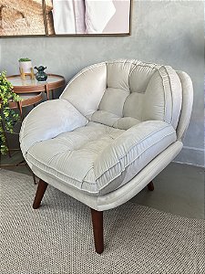 Poltrona Lirio Veludo Creme