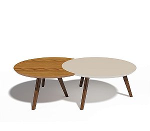 Conjunto Mesa De Centro DK Imcal Natural Com Off White