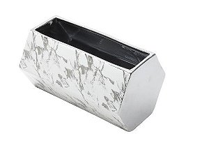 VASO DECORATIVO CERÂMICA MARBLE BRANCO 25x16x14cm