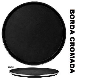 Bandeja para Garçom Antiderrapante com Borda Metálica Reforçada 40,5cm