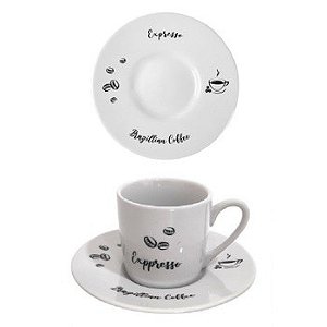 Jogo C/12 peças Xícaras c/pires Café Porcelana 90ml Hauskraft