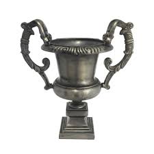 Ânfora Menor Metal Prateado Classico Alças Grande Luxo 47cm