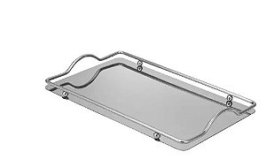 Bandeja Retangular Em Inox Com Alças  34,5Cm X 21,5CM