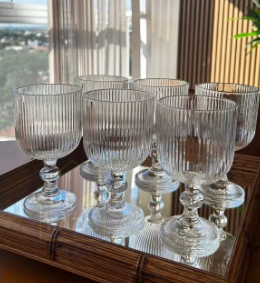 Jogo  De 6 Taças 370ml Para Água Em Vidro Graffiato  - Hauskraft