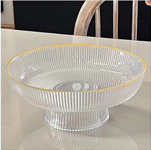 Centro de Mesa Graffiato em Vidro Com Borda Dourada 30 Cm - Haüskraft