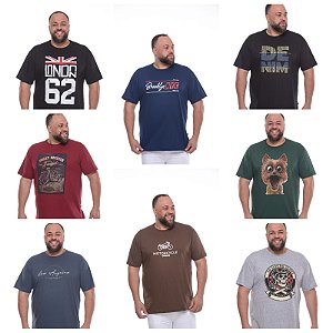 Kit 4 Camisetas Masculina Estampas Sortidas Plus Size XP AO G5