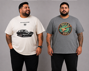 Kit 2 Camisetas Masculina Estampas Sortidas Plus Size XP AO G5